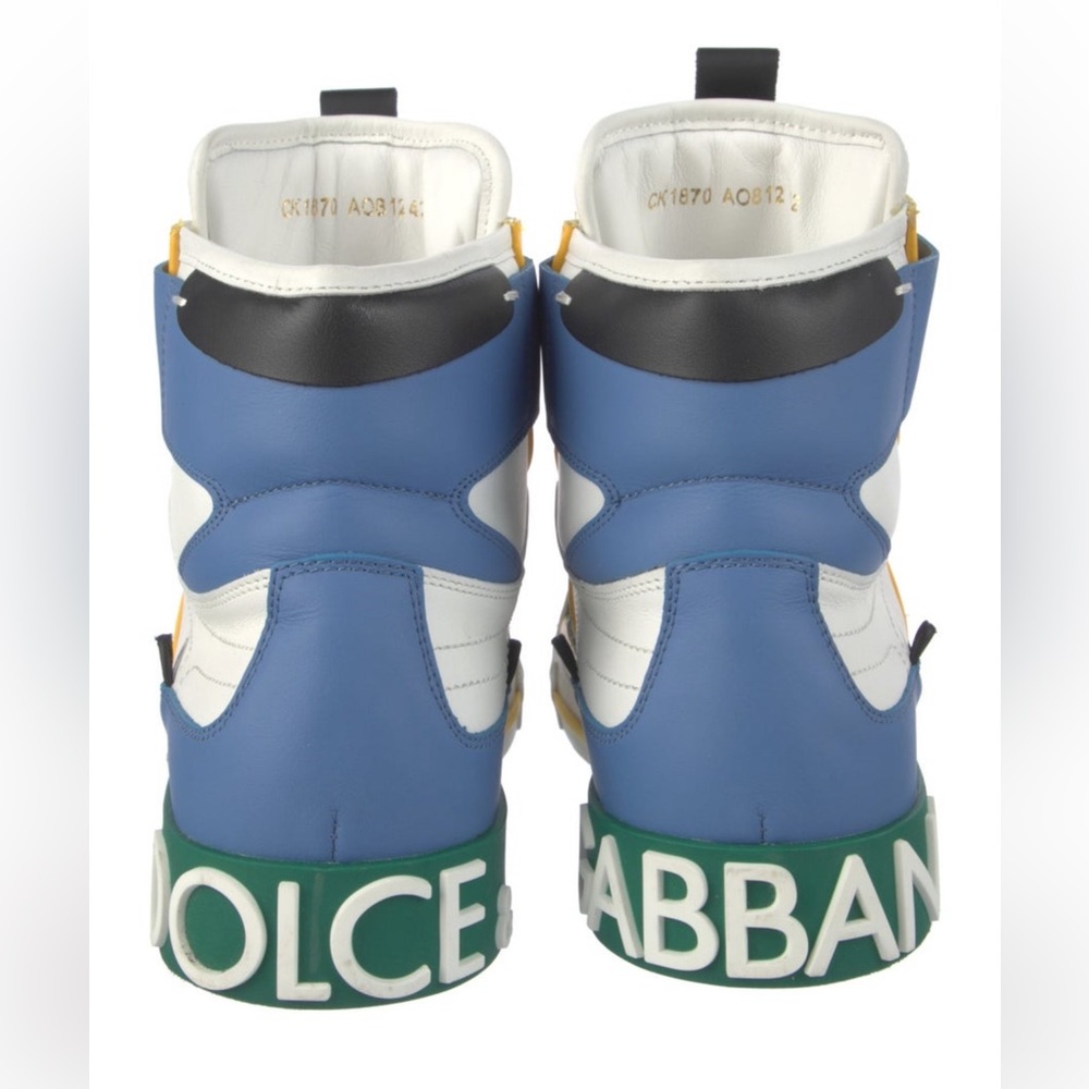Dolce & Gabbana Blue and White High-Top Sneakers